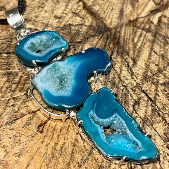 Large Drusy Solar Quartz Pendant 3 1/4" - Picture 7 of 15